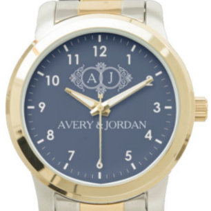 Monogram lovers bride and groom wedding gift  watch