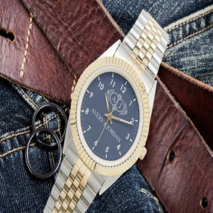 Monogram lovers bride and groom wedding gift watch