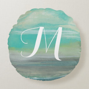 Monogram Lowland Beach I Round Pillow
