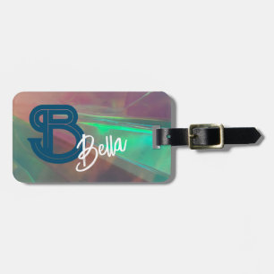 Monogram luggage tag luminous fire opal gift