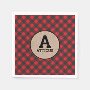 Monogram Lumberjack Buffalo Plaid Napkins
