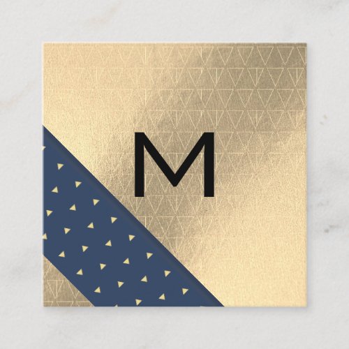 Monogram  Lux Gold Shimmer Geometric Square Business Card