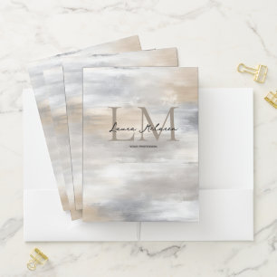 Monogram Luxe Aesthetic Metallic Pocket Folder