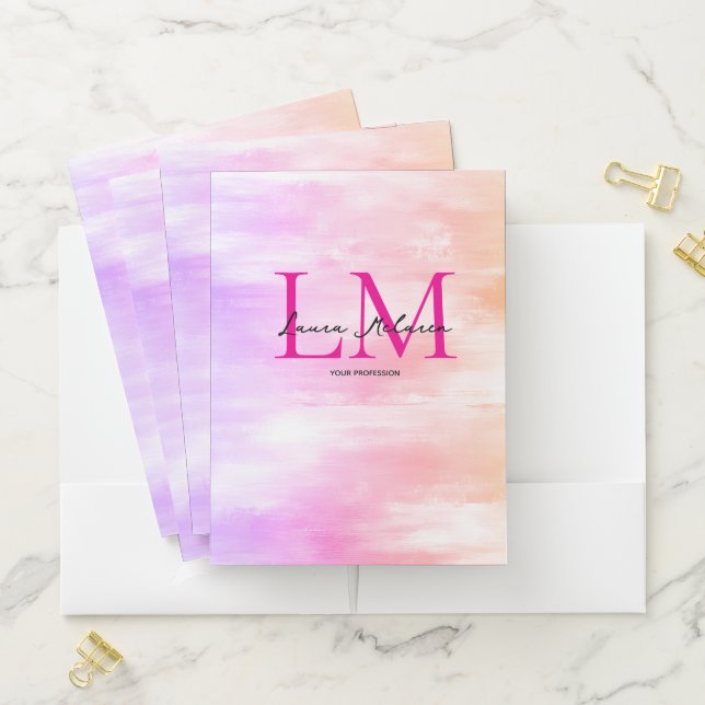 Monogram Luxe Aesthetic Rainbow Pocket Folder (In Situ)
