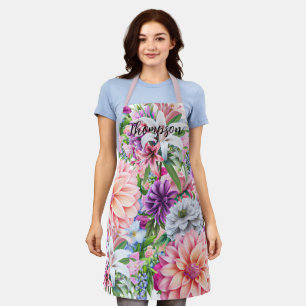 Monogram Luxury giant unique floral image pretty Apron