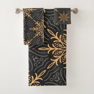 Monogram Luxury gold mandala Pattern Bath Towel Set