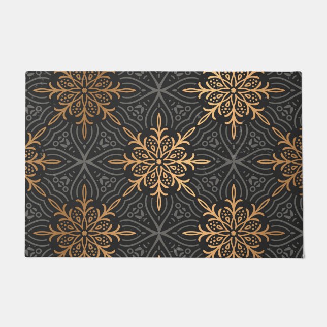 Monogram Luxury gold mandala  Pattern Doormat (Front)