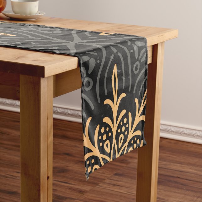 Monogram Luxury gold mandala  Pattern Short Table Runner (In Situ)