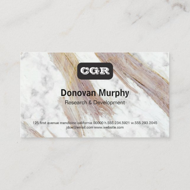 Monogram | Luxury Marble Business Card (Back)