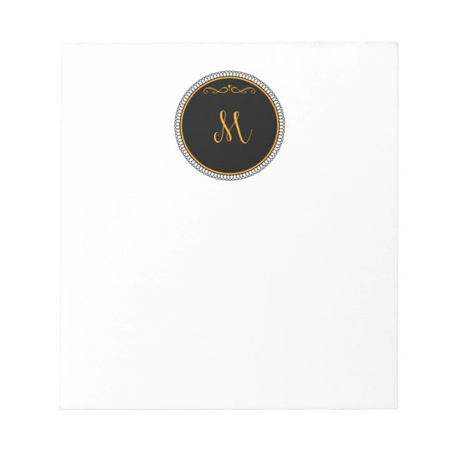 Monogram M, black and gold,  Notepad (Front)