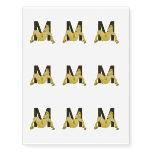 Monogram M Cartoon Pony Personalised Temporary Tattoos
