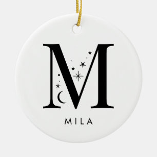 Monogram M Celestial Name Ceramic Ornament