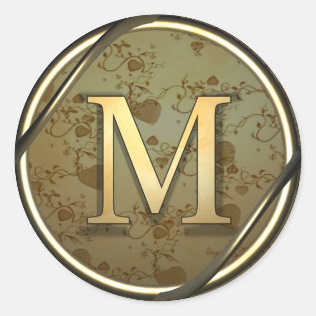 monogram_m classic round sticker (Front)