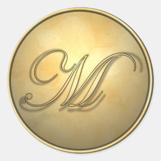 monogram_m classic round sticker