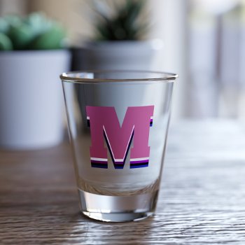 Monogram M Custom Initial Shot Glass by mothersdaisy at Zazzle
