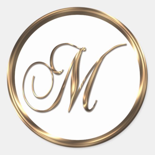 Monogram M Faux Bronze Classic Round Sticker