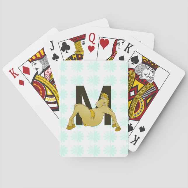 Monogram M Flexible Horse Personalised Poker Cards (Back)
