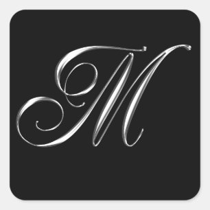Monogram M Formal Wedding Envelope Seal Stickers