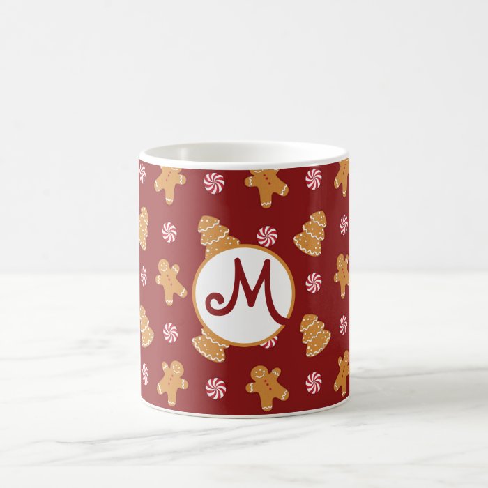 Monogram 'M' Gingerbread Cookie Christmas Mug