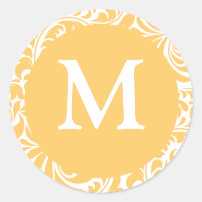 Monogram M Gold And White Wedding Favor Seals (Front)