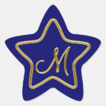 Monogram M in 3D gold Star Sticker