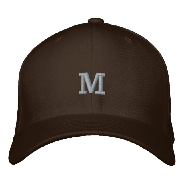 Monogram M Initial Letter Flexfit Wool  Embroidered Baseball Cap (Front)