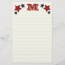 Monogram M / Initial M Stars & Stripes Stationery