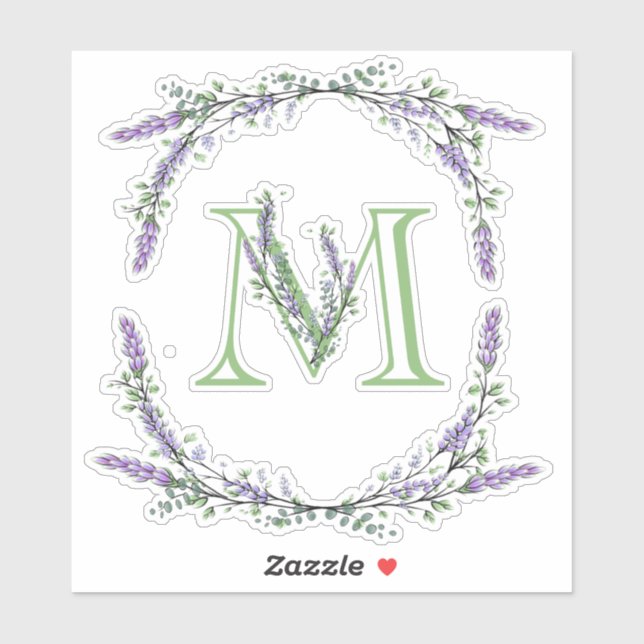 Monogram M Lavender Eucalyptus Sticker (Sheet)