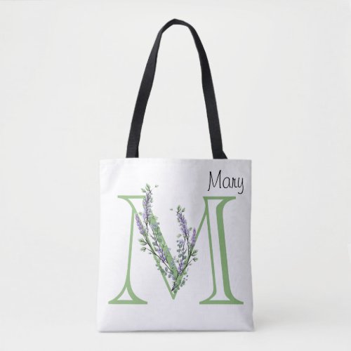 Monogram M Lavender Eucalyptus Tote Bag