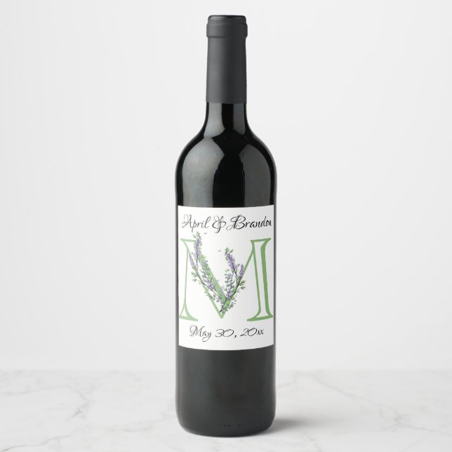 Monogram M Lavender Eucalyptus  Wine Label (Front)