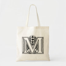 Monogram M, Letter M, Alphabet M, Black and White