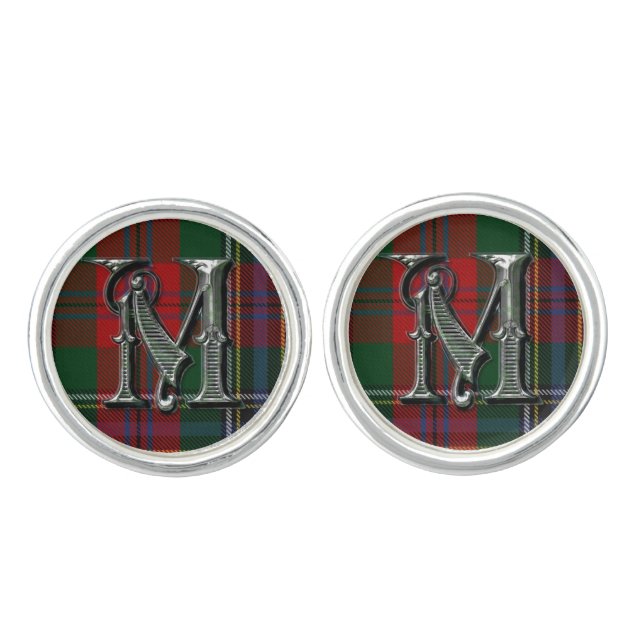 Monogram M MacLean Plaid Cuff Links (Front)