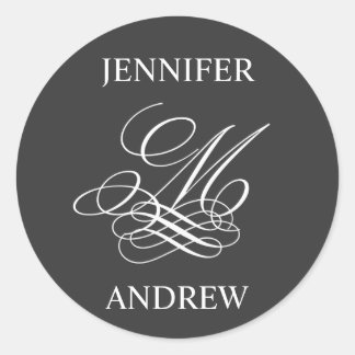 Monogram M Names Wedding Logo Stickers Charcoal