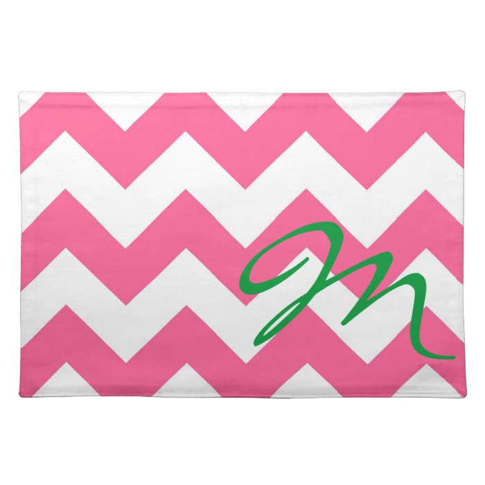 Monogram M Pink JUMBO  Chevron Placemat  Mally Mac