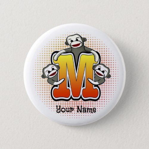 Monogram M Sock Monkey Button
