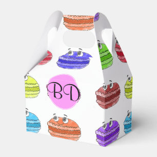 Monogram Macaron Cartoon Pattern Favor Boxes