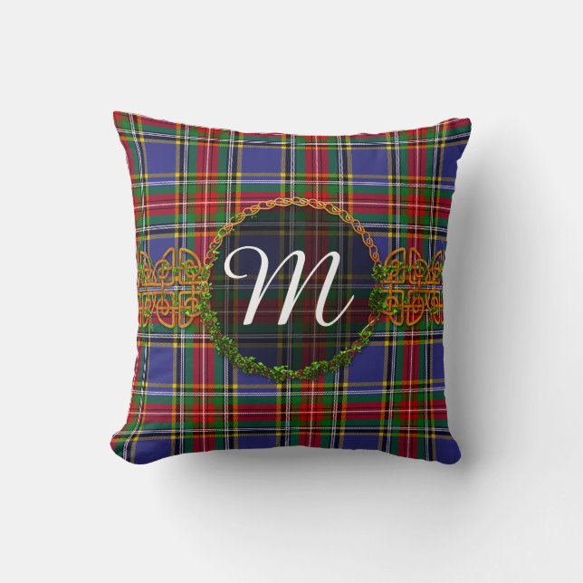 Monogram MacBeth Tartan Throw Pillow (Front)