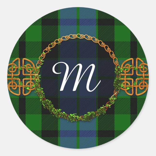 Monogram MacKay Tartan Classic Round Sticker (Front)