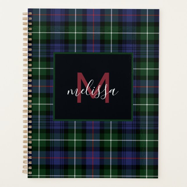 Monogram MacKenzie Tartan Plaid Personalized 2026 Planner (Front)