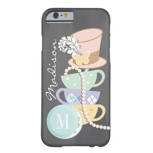 Monogram Mad Hatter Teacups and Hat Barely There iPhone 6 Case