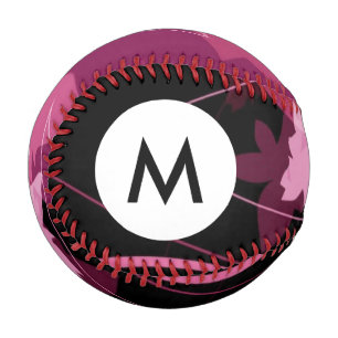 Monogram Magenta Floral Pattern Baseball