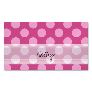Monogram Magenta Pink Chic Polka Dot Pattern Business Card Magnet by PolkaDotWarehouse at Zazzle