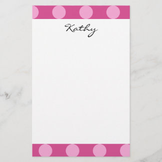 Monogram Magenta Pink Chic Polka Dot Pattern Stationery