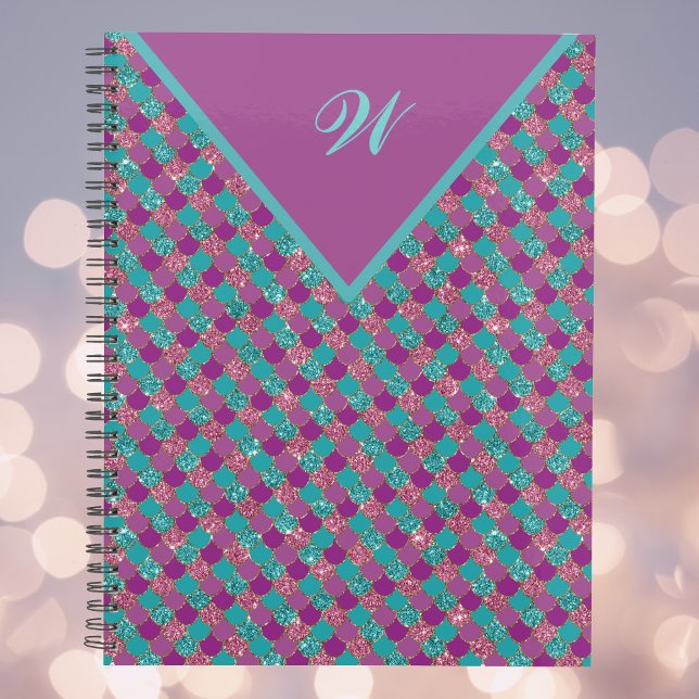 Monogram Magenta Purple Pink Teal Mermaid Scales Planner (Creator Uploaded)