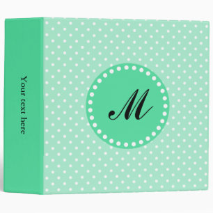 Monogram Magic Mint and White Polka Dot 3 Ring Binder