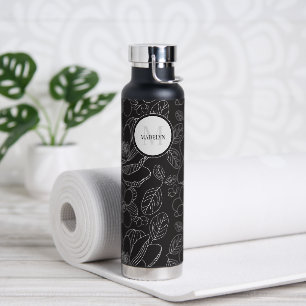 Monogram magnolia illustration Personalized Water Bottle
