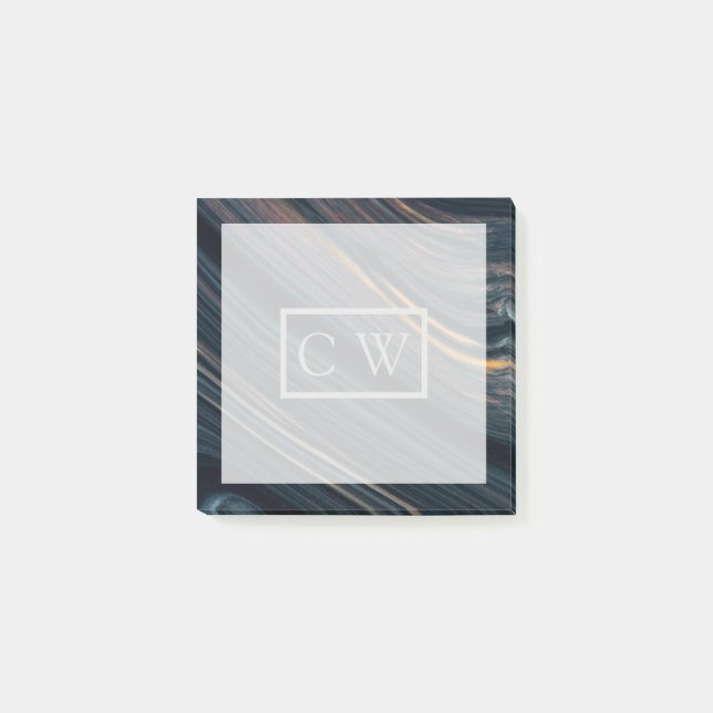 Monogram | Mahogany Goldsheen Obsidian Post-it Notes (Front)