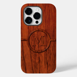 Monogram Mahogany Wood Print Case-Mate iPhone 14 Pro Case