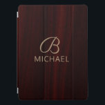 Monogram Mahogany Wood Timber Personalized Name iPad Pro Cover<br><div class="desc">This design features a stylish mahogany timber wood grain with a monogram and personalized name. Personalize by editing the text in the text box or delete for no text.
#monogram #monogrammed #personalized #personalizedgifts #ipadcases #ipadcovers #tabletcases #electronics #home #office #work #school #gift #gifts</div>