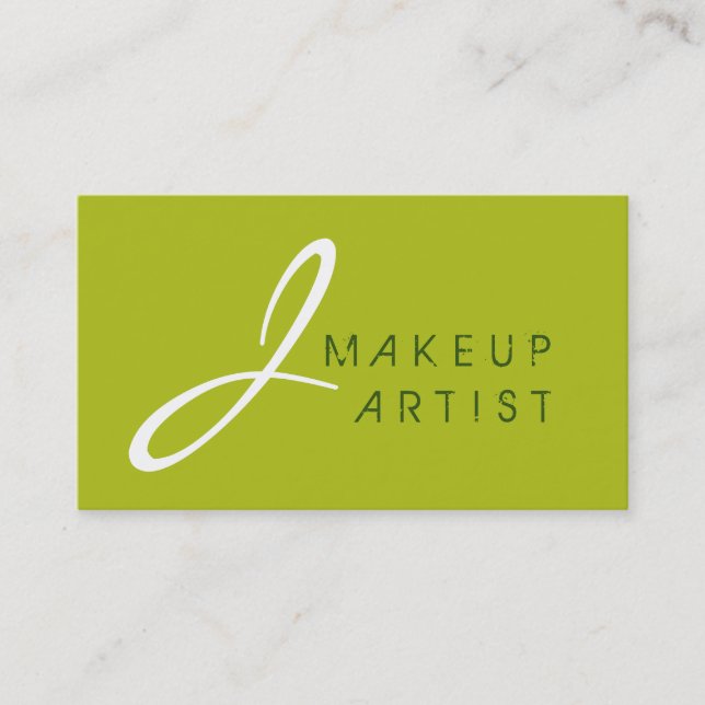 Monogram Makeup Artist Acid green Background Business Card (Front)
